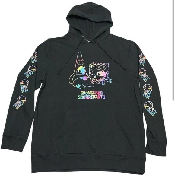 Spongebob Squarepants Adult Hoodie Patrick Jellyfish Colorful Rainbow Tie Dye - Picture 2 of 13